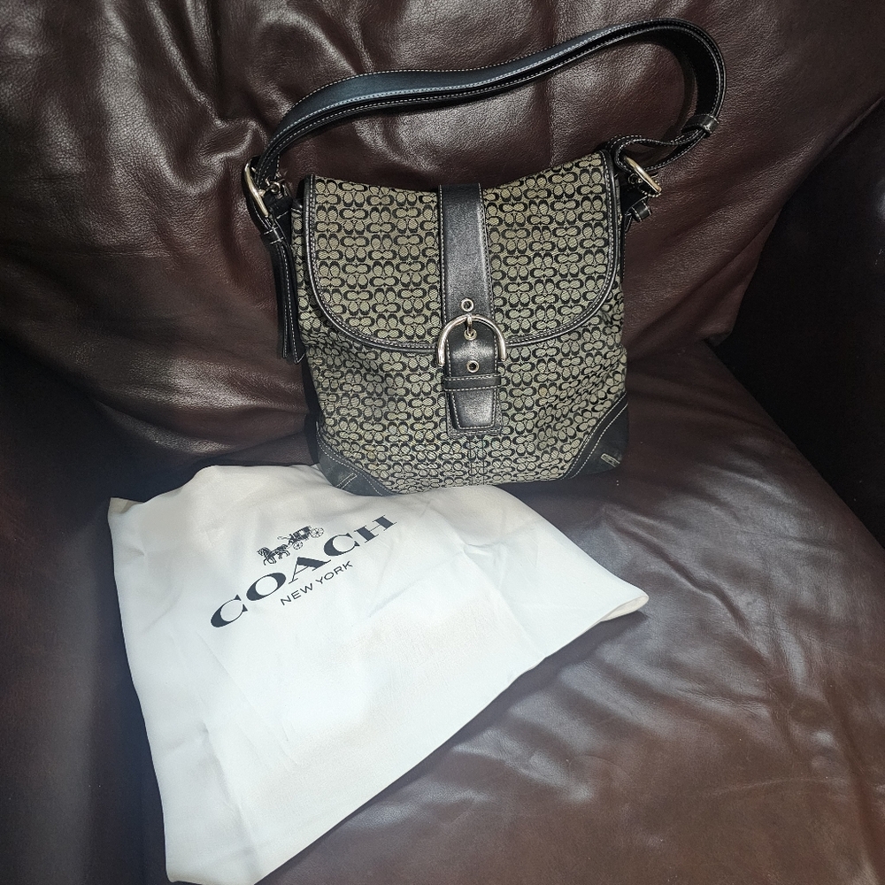 Coach Black and Tan Shoulder Bag